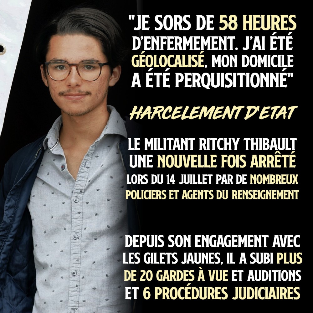 Ritchy Thibault, jeune militant révolutionnaire qui enchaîne les gardes à vue.