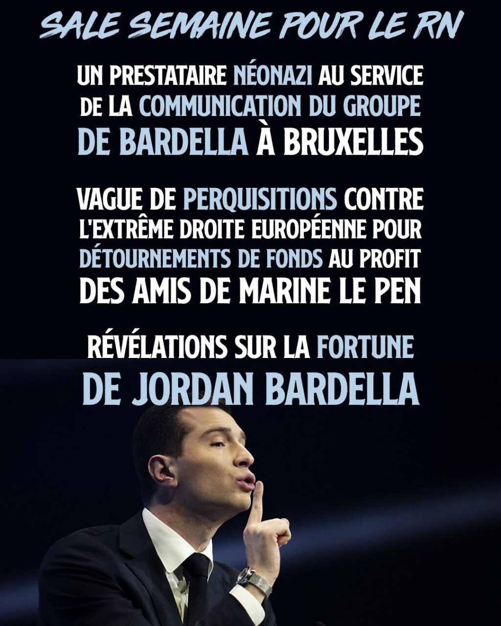 Jordan Bardella mettant l