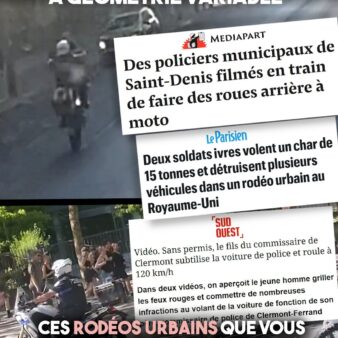 Des motards faisant des wheelings : les rodéos urbains ne se pratiquent pas que par des jeunes de banlieue populaire.