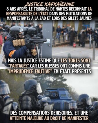 En haut le policier responsable de la blessure d