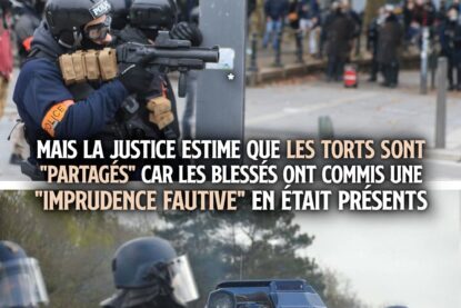 En haut le policier responsable de la blessure d